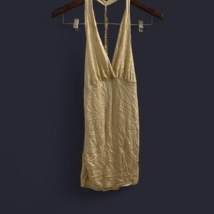 Moda International Elegant Gold Backless Dress